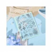 Sello de silicona transparente con fondo de vida marina y animales oceánicos, para manualidades de scrapbooking, álbumes de fotos, tarjetas decorativas y decoración del hogar, de 6.3x4.33 pulgadas
