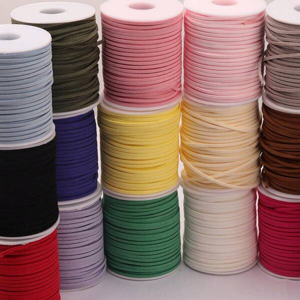 1780-Inch Artificial Suede Jewelry Cord | Non-Elastic Craft String For Necklace/Bracelet Making | Multi-Colored DIY Beading Rope, Gift Wrapping & Floral Packaging Supplies (Professional Finish)