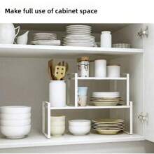 1 pieza Estantería de cocina estilo japonés de varios niveles, estantería organizadora extensible para encimera, despensa, almacenamiento multifuncional