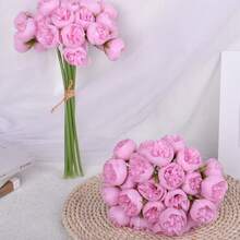 1 Bunch Silk Peony Bouquet Artificial Rose Flower 27 Flower Heads Artificial Peonies Flower For Home Wedding Party Centerpieces Arrangements Bridal Shower Decorations