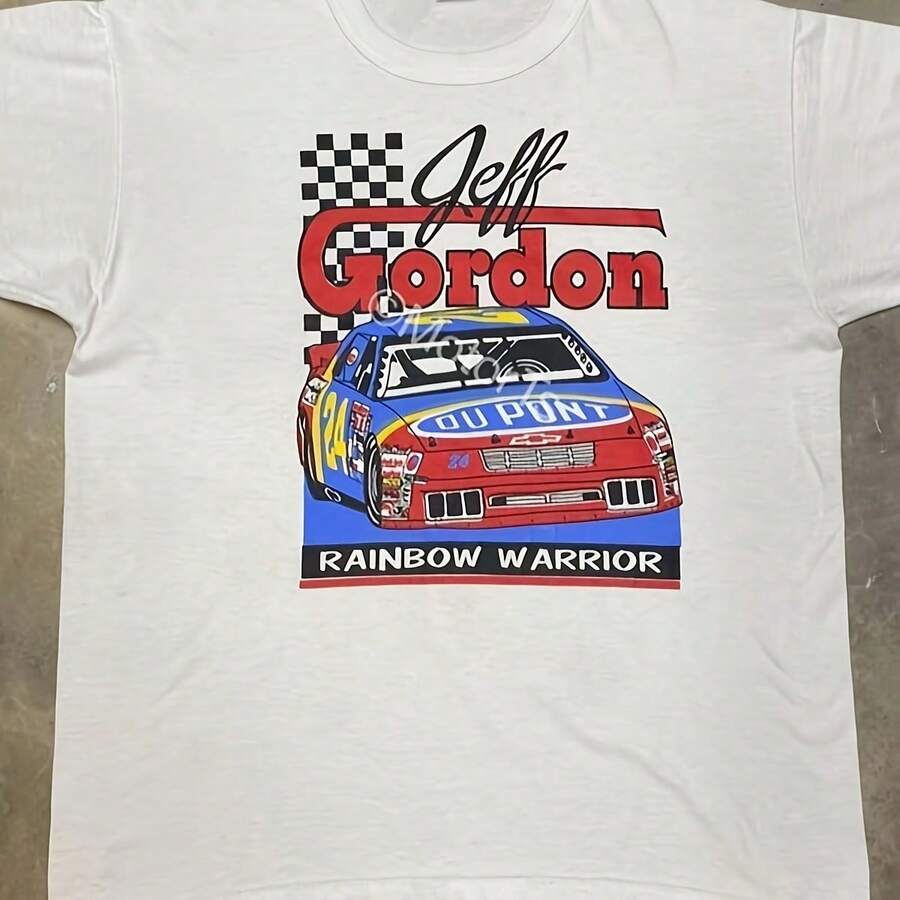 Camiseta de algodón puro de talla grande 220G con el diseño vintage de la Copa Winston de Jeff Gordon de 1994 - Un regalo para esa persona especial, disfruta del sol y el calor del verano, el regalo perfecto para cumpleaños, Día de San Valentín u otro día - Blanco - Ver 1