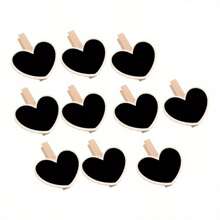 50pcs Hanging Wooden Blackboard Message Clips, Price Tags, Heart Shaped, For DIY Crafts, Weddings, Events, Retail Stores, Strong Sturdy Construction, School Supplies,Back To School