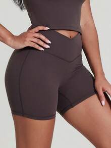 MASKERT "Yoga Shorts" Women's High-Waisted Peach Lifting & Squat-Proof 3/4 Tight Workout Shorts For Running/Gym