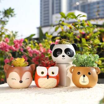 1 pièce Pot à plantes succulentes en résine, de forme de hibou, ornementation créative pour la maison et le jardin
