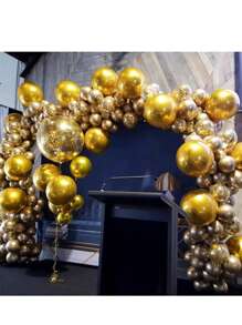 50 Peças/Conjunto de Balões Dourados de Metal de Alta Qualidade, Balões Dourados de Metal de 12/10/5 Polegadas, Usados para Guirlandas de Balões ou Arcos de Balões como Decorações de Festa, Decorações de Aniversário, Noivas, Presentes, Revelação de Gênero, Chás de Bebê, Decorações de Festa