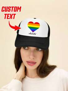 Șapcă de baseball personalizată imprimabilă cu text/nume, 1 buc., cu imprimeu floral al lunii mândriei, pălărie unisex pentru șofer de camion, potrivită pentru petrecere, festival, aniversare
