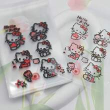 50 sztuk nowych samoprzylepnych torebek Hello Kitty, uchwyt na karty Idol, uroczy prezent z INS, woreczki do przechowywania biżuterii i kolczyków, samoprzylepne małe samoprzylepne torebki Hello Kitty, wysokiej jakości opakowania, przezroczyste torebki OPP