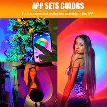 Sunset Lamp Projector LED Lights For Room Aesthetic Night Light W/ Remote& APP 16-Color Dimmable 16 Modes Ambient Projection For Bedroom, Living Room, Party, Photography Background, Romantic Dates, Four Seasons Home Halloween Decor, House Warming Gift - Đèn H7020 Sunset - Xem 3