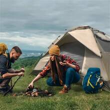 Automatic Quick-Opening Tent Outdoor Self-Driving Travel Camping Tent Automatic Quick-Open Tent Rainproof Sunshine-Proof Tent Fishing Beach Sunshine Shelter 2-3/3-4 Person Portable Fishing Hiking - Màu be - Xem 3
