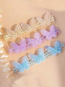 Women Bandana 3pcs1PCBlue Lace Butterfly Women's Headband, Elegant Lace Butterfly Headband, Wedding Party Headwear, Valentine's Day Hair Accessory Fashion Hair Accessories Classic Hair Bands