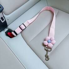 1pc Adjustable Pet Car Safety Belt With Cute Flower Charm - Durable Polyester, Hand Wash Only - Perfect For Dog & Cat Safety In Vehicles, Safety Belt Strap