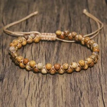 1 pezzo Braccialetto da donna in stile bohémien retrò, fatto a mano, con perline, a doppio strato, con cristalli curativi, adatto per yoga e meditazione