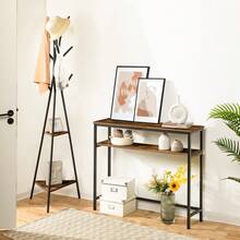 HOOBRO Console Table For Hallway Slim, 100 CM Hallway Table With Adjustable Shelf, Slim Sofa Table With Storage, For Living Room, Office, Industrial, Sturdy, Rustic Brown - Brown - View 9