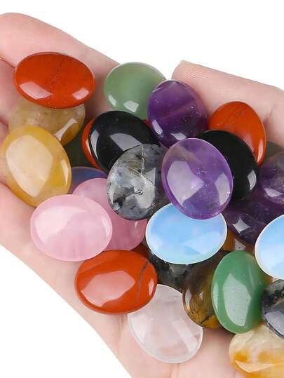 1/5/10 Peças Conjunto de Pedras de Cristal de Cura para a Palma da Mão, Cristal Oval Ametista, Quartzo Rosa, Obsidiana, Quartzo Cristal, Pedras Naturais Polidas, Gemas de Bolso Decoração Doméstica para Meditação e Alívio de Ansiedade e Estresse