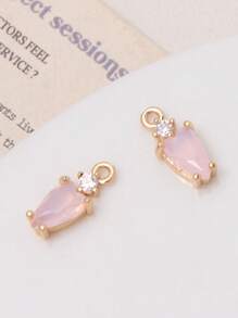 1pc/2pcs/4pcs Cute Macaron Color Heart Shaped Copper Alloy Zirconia Crystal Water Drop Pendant For DIY Jewelry Making, Bracelet, Earrings, Necklace Accessories