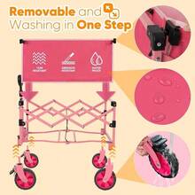 Carro plegable con frenos con capacidad de 200 libras carro ligero de utilidad carrito de compras plegable para camping deportes y día festivo. Rosa - BarbieRosa - Ver 5