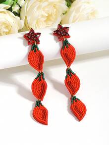 2 chiếc hoa tai hạt gạo thủ công phong cách Bohemian dễ thương, hoa tai dài thời trang dành cho nữ, thích hợp để đeo hàng ngày trong các bữa tiệc nghỉ dưỡng - bông tai trái cây - Xem 10