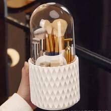 360° Rotating Makeup Brush Holder, Portable Organizer For Lipstick, Eyebrow & Eyeshadow Brushes - White - View 2