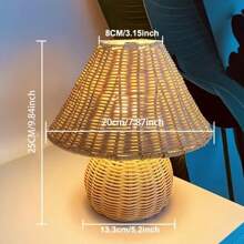 قطعة واحدة مصباح طاولة مصنوع يدويًا من الخيزران والخشب، مصباح بطراز كلاسيكي، مصباح سرير بلمسات خشبية نوردية، مناسب للإقامة المنزلية، غرفة الطعام، التخييم، مصباح أجواء ضوء دافئ