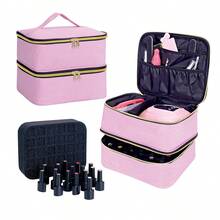 Nail Polish Organizer, Handheld Double Layer Organizer Holds 30 Bottles (15 Ml/0.5 Floz) With Adjustable Dividers For Nail Polish Small Manicure Lamp Manicure Tools Essential And Travel Travel Essentials Vacation Summer Holiday Back To School School Stuff Bag For School Travel Bag For Women Makeup Bag For Travel Make Up Bag - Multicolor - View 11