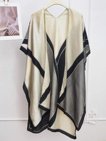 1 pezzo Scialle in chiffon stampato di moda da donna, sciarpa oversize leggera per l'estate, elegante scialle parasole adatto per abiti, accessorio essenziale per i viaggi all'aperto, idea regalo