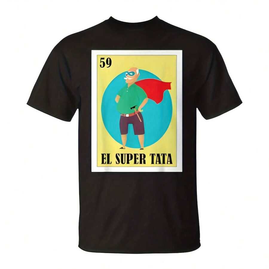Camiseta pesada de 220g 100% algodón de El Tata el abuelo mexicano. Ideal para viajes diarios, trabajo al aire libre, sesiones de gimnasio o fines de semana relajados. Prendas vintage, tops casuales, ropa de verano, ropa gótica, ropa retro, moda coreana y camisas para mujer - Negro - Ver 1