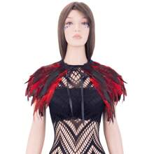 Châle de femmes en plumes artificielles, cape, col en dentelle, costumes de sorcière pour Halloween et carnaval