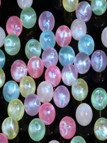 50pcs Mermaid Style Acrylic Decorative Beads, 8mm Rainbow Glitter Beads, Suitable For DIY Jewelry Making Necklaces, Bracelets, Earrings, Handmade Accessories And Unique Gifts