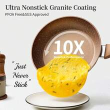 Innwewell Non Stick Frying Pan - Non Stick Skillet Frying Pans, Safe&No Toxic Egg Omelette Frying Pan, Large Nonstick Cookware Chef's Pan, Induction Compatible, PFOA Free(11inch, Gold) - 金色 - 查看 5