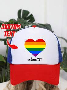 Șapcă de baseball personalizată imprimabilă cu text/nume, 1 buc., cu imprimeu floral al lunii mândriei, pălărie unisex pentru șofer de camion, potrivită pentru petrecere, festival, aniversare