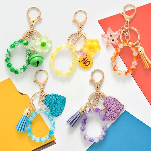 New Acrylic Beaded Bracelet Keychain, Delicate Small Gift For Students, Jewelry Accessories