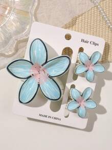 3 Stücke bohemian Urlaubs-glänzende Blumen-Farbverlauf-Farbverlauf Muster Aubergine Blume ABS Material UV Heißprägung Haaraccessoires, süß niedlich Strand Ästhetik täglich elegant Haarklammer Mode Haarspangen Frauen Haarklammer