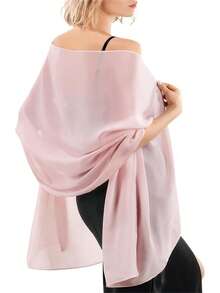 1 xale de chiffon de cor sólida de 190 x 45 cm, cachecol macio para mulheres, vestido formal, noiva - Multicolorido - Ver 5