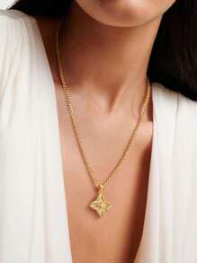 Nuova collana con ciondolo a forma di quadrato placcato in oro 18 carati con cristalli di zirconia cubica, catena a clavicola a forma di quadrifoglio portafortuna, gioiello di moda come regalo