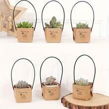 Conjunto de 20 caixas de presente para suculentas, sacos de papel kraft, materiais de embalagem para presentes, ideal para casamento, presente criativo para professores, embalagem para o Dia de Ação de Graças e Dia dos Namorados - Caqui - Ver 9