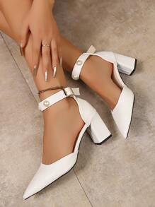 Sandalias de vestir con tacón ancho y punta puntiaguda, diseño hueco, elegante y chic, versátiles para ocasiones formales, nuevo modelo para primavera/verano