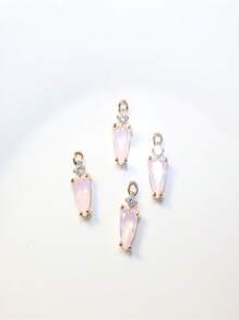 1pc/2pcs/4pcs Cute Macaron Color Heart Shaped Copper Alloy Zirconia Crystal Water Drop Pendant For DIY Jewelry Making, Bracelet, Earrings, Necklace Accessories