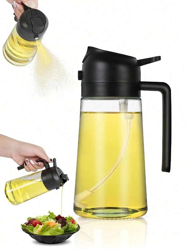 1 Stück, Öl-Sprühflasche, automatisches Öffnen und Schließen der Ölflasche, Ölsprüher, Küchen-Ölsprüher, Glas-Ölsprüher, Schwerkraft-Ölflasche, auslaufsichere Olivenöl-Aufbewahrungsflasche, Essig-Spender, zum Kochen, Backen, Salate, Grillen, Küchen-Gadget