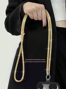 Funkelnder goldener Handyschlüsselanhänger (benötigt Licht oder Sonne), diebstahlsichere glitzernde Schulter-Halskette mit sicherem Verschluss für Hülle. Glitzer Handyriemen Anti-Verlust Schlüsselanhänger Handyzubehör Umhängeband Kette für alle Handyhüllen, strapazierfähiger multifunktionaler Schlüsselanhänger, funkelnder Schlüsselanhänger-Riemen zum Schutz von Gehäusen/Ohrhörern, transparente Pads zum Befestigen der Handyhülle enthalten.