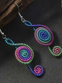 Handmade Colorful Retro Woven Rainbow Earrings, Fashionable Earrings For Women, Elegant Accessories For Home, Casual, Street, Party, Classic Souvenir, Ideal Gift For Valentine's Day, Birthday, Anniversary