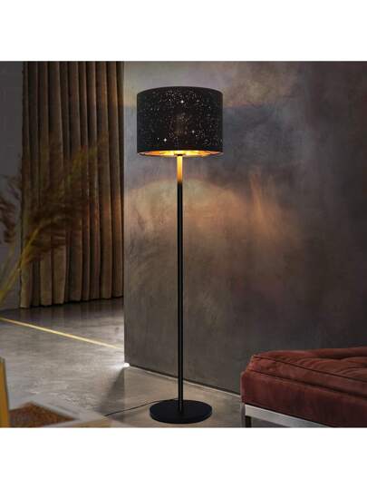 Moderne Vloer Lamp Living Room The Is Made Of Grijs Goud Star ed Fabric Lampshade, Measuring 144cm. It Comes An E27 Foot Switch Plug, Bedrooms, Children's Rooms, Corridors Excluding Verlichting Bulbs view 2