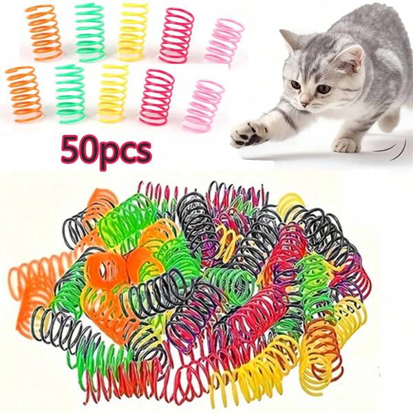 8/50pcs/Set Durable Interactive Toy Set For Cats And Dogs, Essential For Spring Entertainment, Scratch & Bite Resistant Pet Toys [Random Color Delivery]