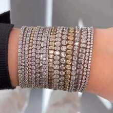 5A Cubic Zirconia CZ Tennis Bracelet 17CM 19CM Bezel Setting Simple Classic Women Girl Chain Jewelry - giọt nước bạc - Xem 2