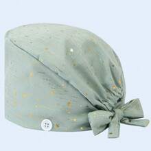 1 件女士涤纶金属流星印花工作帽/护士帽，抗菌防尘，可调节松紧带，吸汗带衬里，口罩绳钩，适用于医务人员、美容院、兽医和清洁工人 - 彩色 - 查看 10