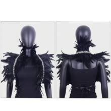 Festliches Federschal-Top, Schal-Cape, Accessoires zum Anziehen Federn-Körpergeschirr für Frauen Tops Cape Schal Schulterschal Punk Gothic Rave Dance Festival Kragen mit Manschetten Schulter Abzeichen Anziehsachen Künstliche Federn