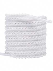 1 Pair Stereoscopic Floral Lace Flat Shoelaces, Suitable For Sneakers, Canvas Shoes, Flat Shoes - Lace - View 5