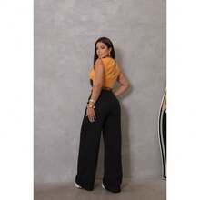 High Waist Tailored Wide Leg Pants – Elegance And - 黑色 - 查看 1