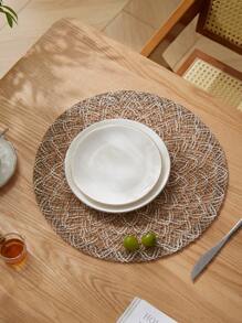 1/4 Stücke Jute + Polyester 15-Zoll Runder Platzdeckchen, rustikales minimalistisches Design, wärmeisolierend rutschfeste dekorative Tischdecke, geeignet für Feiertage und Partys