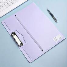 1 pieza Carpeta de archivo de unicolor minimalista, tamaño A3, diseño de gran capacidad que puede contener aproximadamente 110 hojas, con refuerzo, resistente al agua, para escritura horizontal, con pinzas, adecuada para escuela, oficina, organización de documentos, papelería, estudiantes y uso doméstico, material de arte - Carpeta de almacenamiento de papel de prueba A3 - Ver 6