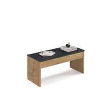 Tavolino sollevabile, tavolino da salotto, tavolino da pranzo ausiliare, rovere gold, 47x100x50 cm (chiuso) 58x100x50 cm (aperto), tavolino basso per divano, moderno